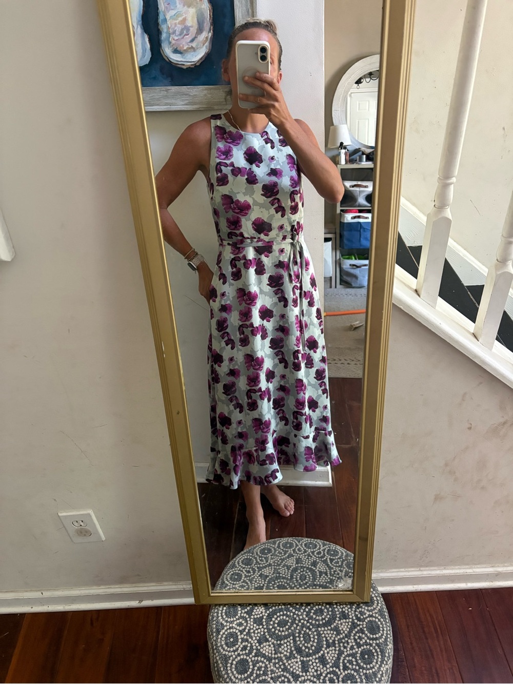 Banana Republic Lavender Fit and Flare Dress with Purple "Poppy" Floral Print